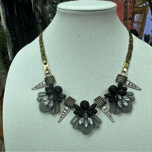 J Crew art deco vintage inspired statement necklace mixed metal & stones
